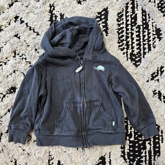 Carter's Baby Boy Hooded Zip Up Swearshirt Navy with Embroidered Turtle size 6M - Picture 1 of 4